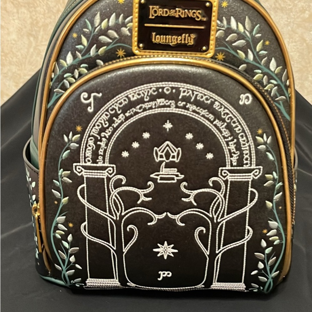 Loungefly Lord of the Rings Black Embroidered Mini Backpack